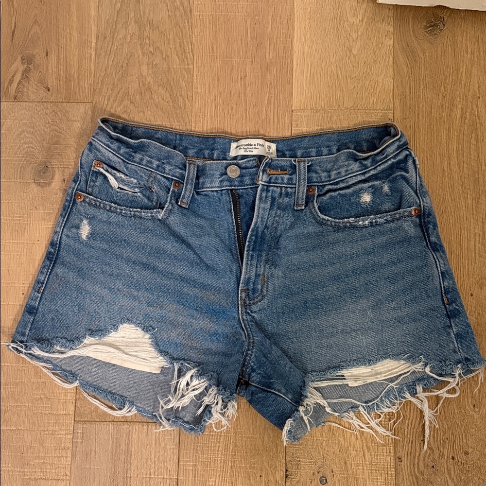 Abercrombie & Fitch Blue Distressed Jean Shorts